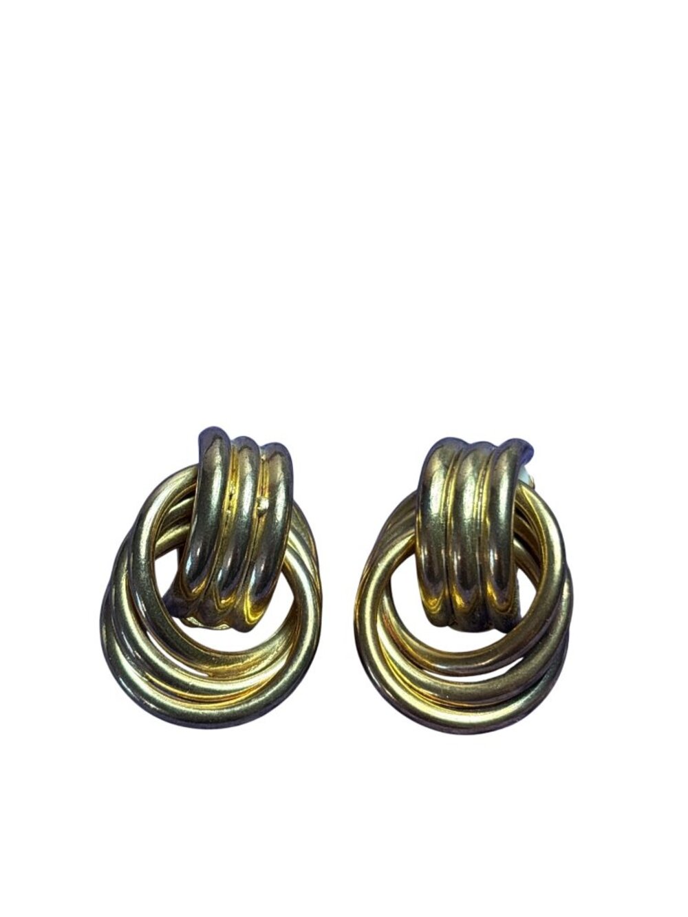 Vintage Chunky Goldtone Clip On Earrings 1.5 inches